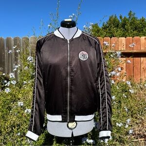 Vision Street Wear Logo Bomber Black White and Red Jacket Size Large Forever 21